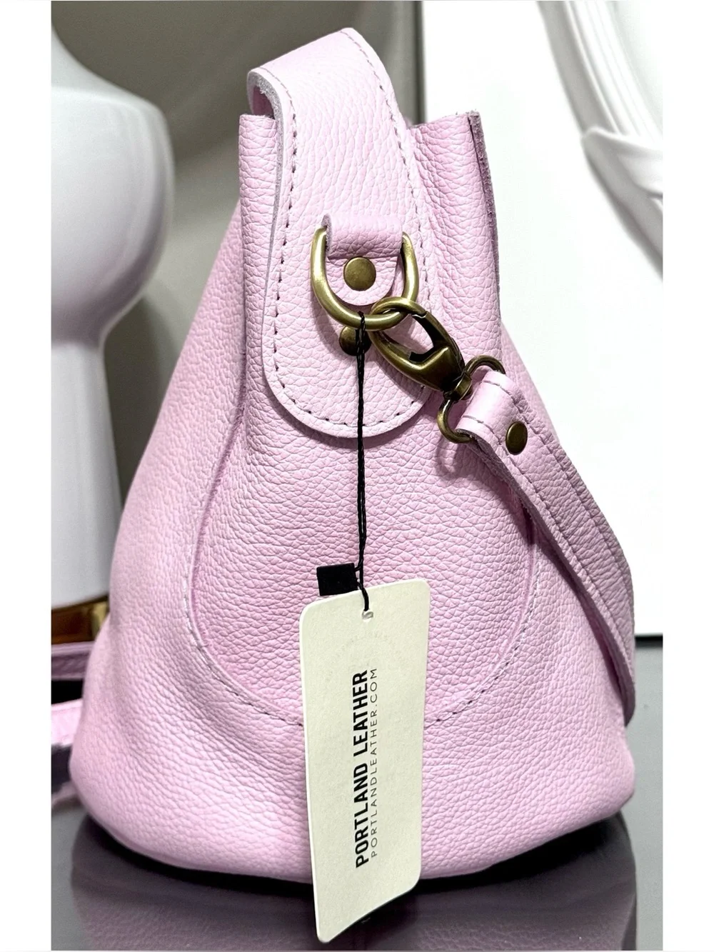 Portland Leather Pink Pebbled Leather Crossbody Bag